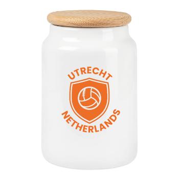 Utrecht Volleyball Shield - Keksdose mit Holzdeckel - Weiß - Vorne