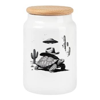 Design désertique d’OVNI pour les amateurs rétro Femmes Hommes - Boîte à biscuits avec couvercle en bois - blanc - Devant