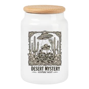Cowboy Schlange UFO Wüste Vintage Motiv - Keksdose mit Holzdeckel - Weiß - Vorne