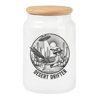 Wüste Roadrunner UFO Retro Western Desert Drifter - Cookie Jar with Wooden Lid - white - Front
