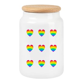 Cœurs arc-en-ciel de la fierté LGBT - Boîte à biscuits avec couvercle en bois - blanc - Devant