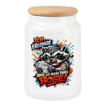 Ich mach das aber ich gucke dabei böse - Keksdose mit Holzdeckel - Weiß - Vorne