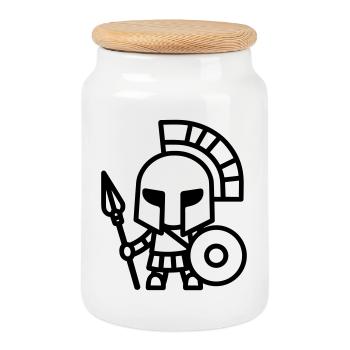 Spartan - Cookie Jar with Wooden Lid - white - Front