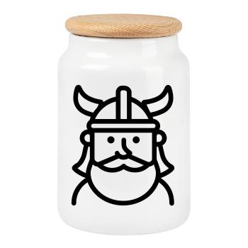 viking - Boîte à biscuits avec couvercle en bois - blanc - Devant