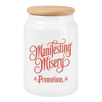 Manifester la misère et les promotions - Boîte à biscuits avec couvercle en bois - blanc - Devant