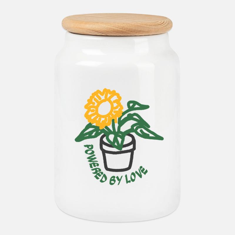Boho Powered by Love Topf-Sonnenblume - Keksdose mit Holzdeckel - Weiß