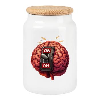 Brain on - always - Keksdose mit Holzdeckel - Weiß - Vorne