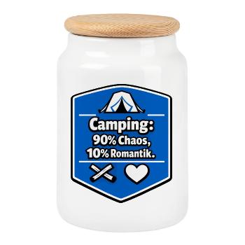 Wohnmobil Camping Campen - Keksdose mit Holzdeckel - Weiß - Vorne