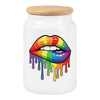 Mois de la fierté LGBT - Fier ! - Boîte à biscuits avec couvercle en bois - blanc - Devant