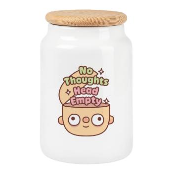 Lustiger Kopf Keine Gedanken Kopf Leere Meme - Keksdose mit Holzdeckel - Weiß - Vorne