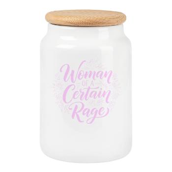 Woman of a Certain Rage Spruch Rosa Vintage - Keksdose mit Holzdeckel - Weiß - Vorne