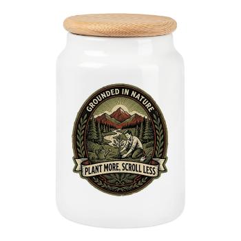 Planting More Plants - Cookie Jar with Wooden Lid - white - Front