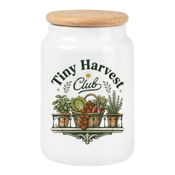 Club de la Petite Récolte - Boîte à biscuits avec couvercle en bois - blanc - Devant