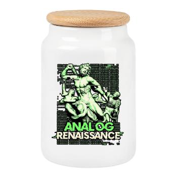 Renaissance analogique - Boîte à biscuits avec couvercle en bois - blanc - Devant