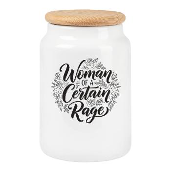 Déclaration de Féminisme Femme Rage Black - Boîte à biscuits avec couvercle en bois - blanc - Devant