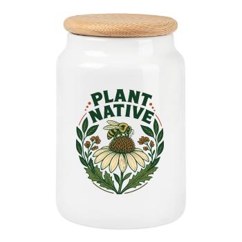 Plantez un jardin indigène des abeilles et des échinaces - Boîte à biscuits avec couvercle en bois - blanc - Devant