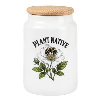 Plantez un jardin indigène des abeilles et des échinaces - Boîte à biscuits avec couvercle en bois - blanc - Devant