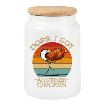 Oups, j’ai un autre poulet - Humour drôle de Brathuhn - Boîte à biscuits avec couvercle en bois - blanc - Devant