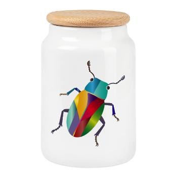 Bunter Juwelkäfer Regenbogen Stil - Cookie Jar with Wooden Lid - white - Front