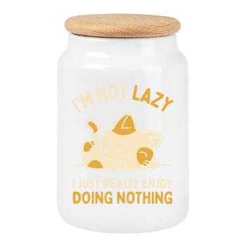 I Just Really Enjoy Doing Nothing - Cookie Jar with Wooden Lid - white - Front