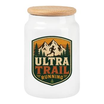 Ultra-Trailrunning - Keksdose mit Holzdeckel - Weiß - Vorne