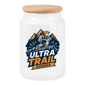 Ultra Trail Runner - Cookie Jar with Wooden Lid - white - Front