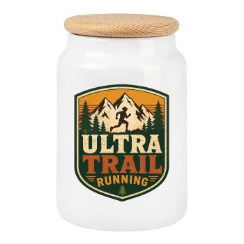 Ultra-Trailrunning - Keksdose mit Holzdeckel - Weiß - Vorne