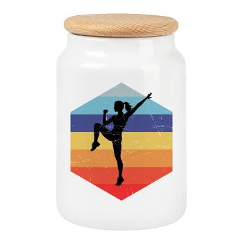Aerobic Training Gift for Aerobics Trainer - Cookie Jar with Wooden Lid - white - Front