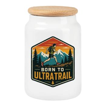Born to Ultra Trail - Cookie Jar with Wooden Lid - white - Front