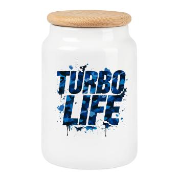 Turbo Life Shirt Sticker for Tuning Fans Decal - Cookie Jar with Wooden Lid - white - Front