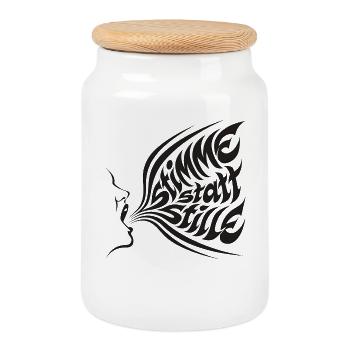 L’humain est une déclaration d’attitude qui dit - Boîte à biscuits avec couvercle en bois - blanc - Devant