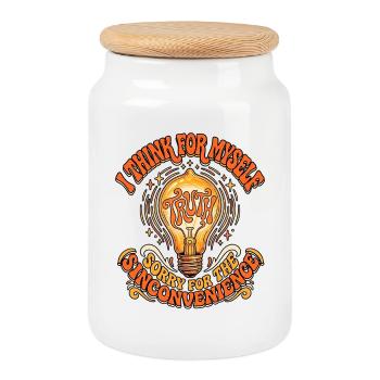 Think For Myself - Keksdose mit Holzdeckel - Weiß - Vorne