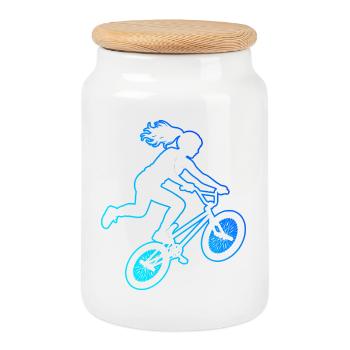BMX-Racing Geschenkidee für die Freestyle-Fahrerin - Keksdose mit Holzdeckel - Weiß - Vorne