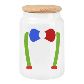 Jartelles, nœud papillon, Clown de Nerd Costume de Carnaval - Boîte à biscuits avec couvercle en bois - blanc - Devant