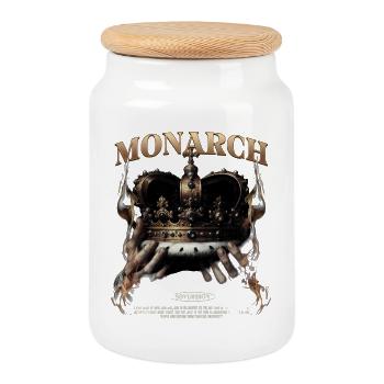 Couronne du Monarque Flammes Sombres - Boîte à biscuits avec couvercle en bois - blanc - Devant