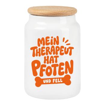Mein Therapeut Hat Pfoten - Keksdose mit Holzdeckel - Weiß - Vorne