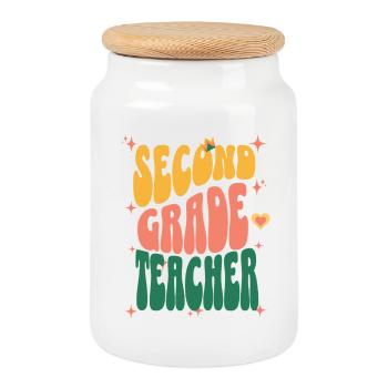 Professeur de deuxième année Rétro - Boîte à biscuits avec couvercle en bois - blanc - Devant