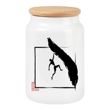 Flatland Climber 7 - Cookie Jar with Wooden Lid - white - Front