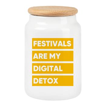 Festivals sind meine digitale Entgiftung - Keksdose mit Holzdeckel - Weiß - Vorne