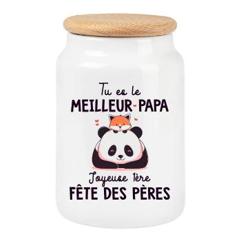 Meilleur papa fête des pères pére - Boîte à biscuits avec couvercle en bois - blanc - Devant