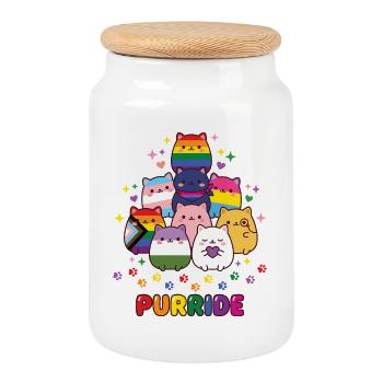 Pride Month LGBTQ - Purride - Cookie Jar with Wooden Lid - white - Front