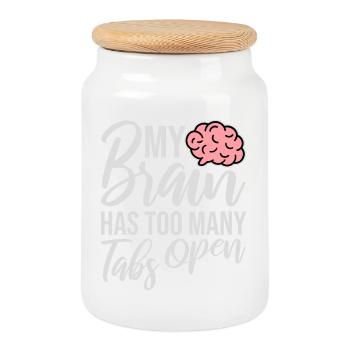 My Brain Has Too Many Tabs Open Lustig Grübeln - Cookie Jar with Wooden Lid - white - Front