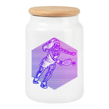 Pickleball player Geschenk für pickleball pro Fans - Keksdose mit Holzdeckel - Weiß - Vorne