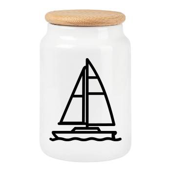 catamaran - Boîte à biscuits avec couvercle en bois - blanc - Devant
