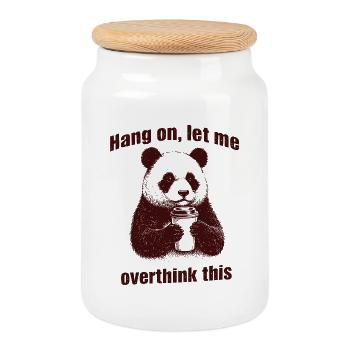 Panda Bear Rethink Moment - Cookie Jar with Wooden Lid - white - Front