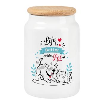 Meilleur duo de compagnons : Chien et Chat - Boîte à biscuits avec couvercle en bois - blanc - Devant
