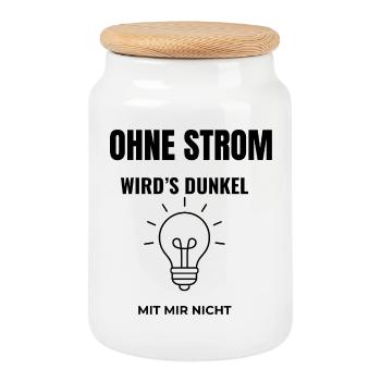 Without electricity it gets dark Electrician saying - Cookie Jar with Wooden Lid - white - Front