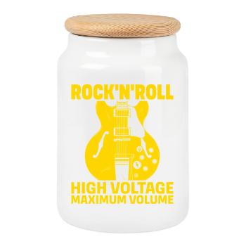 Rock'N'Roll Hochspannungsgitarre - Keksdose mit Holzdeckel - Weiß - Vorne
