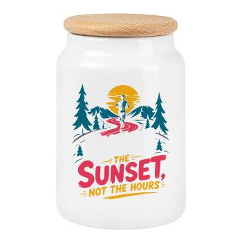 Trail Running - Chase The Sunset Not the Hours - Cookie Jar with Wooden Lid - white - Front