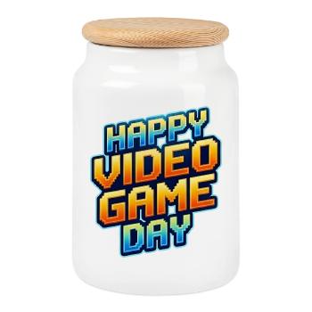 Bonne Journée des Jeux Vidéo - Boîte à biscuits avec couvercle en bois - blanc - Devant